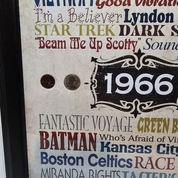 A Year In Time Celebration Wall Frame Collection 1966 With COA 14" × 16" - Picture 5 of 9